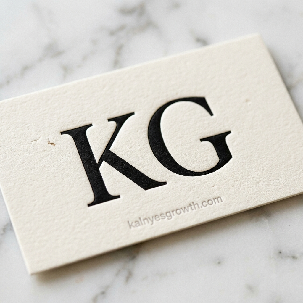 KG Premium Business Card on textured cream paper